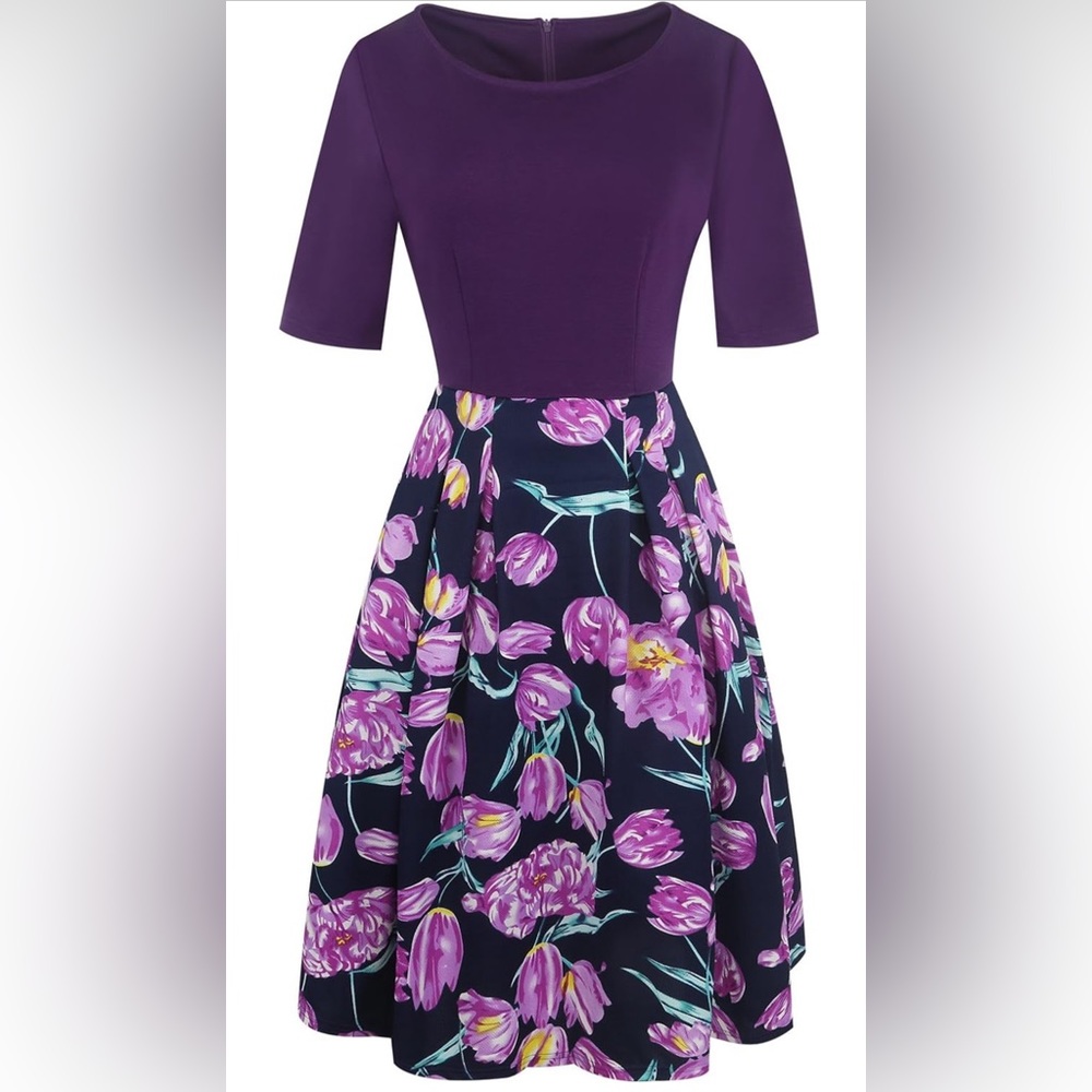 Oxiuly fashion purple dress